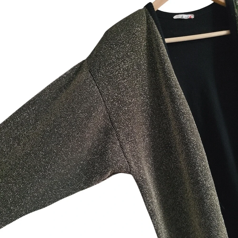 Retro‎ Metallic Gold Knitted Open Front Cardigan - Picture 2 of 5
